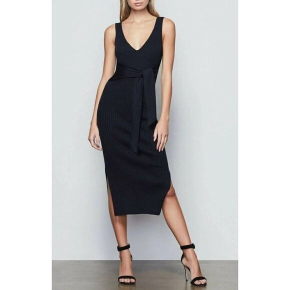Good American Dresses & Skirts - GOOD AMERICAN Rib Knit Tie Waist Midi Dress In Black001 Size 2/M